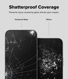 iPhone 17e / 16e Screen Protector | Easy Slide Tempered Glass - iPhone 17e / 16e Screen Protector - Comparison showing tempered glass cracking safely versus others shattering.