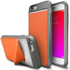 iPhone 6s / 6 Case | Edge - Gray and orange phone case with a built-in kickstand, shown from back and front angles.