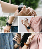 Watch Lug 20mm | Leather One Classic Band - Collage of people wearing smartwatches with black and brown leather bands.