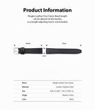 Watch Lug 20mm | Leather One Classic Band - Technical diagram showing dimensions of a black leather watch strap.