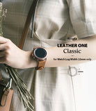 Watch Lug 22mm | Leather One Classic Band - Person wearing a rose gold smartwatch with a brown leather strap.