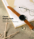 Watch Lug 22mm | Leather One Classic Band - Smartwatch with brown leather strap, glasses, and ring on an open book.