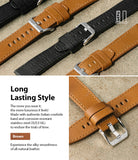 Watch Lug 22mm | Leather One Classic Band - Brown and black textured leather watch straps with silver buckles on a gold background.