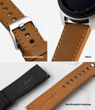 Watch Lug 22mm | Leather One Classic Band - Close-up of brown leather watch band showing buckle, stitching, and branding.