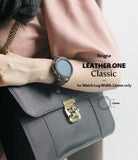 Watch Lug 22mm | Leather One Classic Band - Person wearing a black leather watch band with a 22mm lug width.