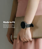 Watch Lug 22mm | Leather One Classic Band - A person wearing a black leather watch band on a silver smartwatch.