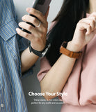 Watch Lug 22mm | Leather One Classic Band - Two people wearing watches with black and tan leather bands on their wrists.