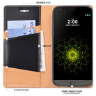 LG G5 Case | Signature - Brown - Brown leather wallet case for LG G5 with card slots, cash pocket, and smoke black phone frame.