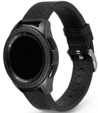 Watch Lug 22mm | Leather One Classic Band - Black smartwatch with a textured leather strap and silver buckle.