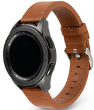 Watch Lug 22mm | Leather One Classic Band - Black smartwatch with a textured brown leather strap and silver buckle.