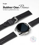 Watch Lug 20mm | Rubber One Band - Black ribbed rubber watch strap with silver buckle and a detached smartwatch case.