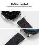 Watch Lug 20mm | Rubber One Band - Close-up of a black watch band with spring bars highlighted for tool-free installation.