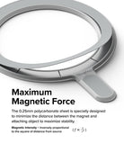 Ringke Magnetic Plate - A thin, grey magnetic ring with a tab, highlighting its slim 0.25mm design for maximum force.