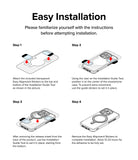 Ringke Magnetic Plate - Four-step infographic showing how to install a magnetic ring onto a smartphone case using a guide tool.