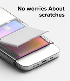 Card Holder | Magnetic Stand Slot - A clear phone case with a protective flap covering a card slot to prevent scratches.
