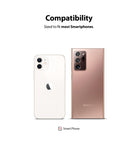 Mini Cross Bag | PU Leather - White and rose gold smartphones displayed side-by-side to demonstrate bag compatibility.