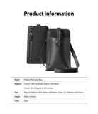 Mini Cross Bag | PU Leather - Two black PU leather mini cross bags shown from front and back with product specifications below.
