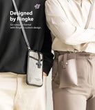 Mini Cross Bag | PU Leather - Two people wearing small crossbody bags in canvas and taupe PU leather with Ringke branding.