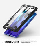 Redmi K30 Case | Fusion-X - A rugged black TPU protective case hovering above a blue Redmi K30 smartphone.