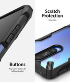 Redmi K30 Case | Fusion-X - Close-up of black phone case showing responsive side buttons and raised camera lens protection.