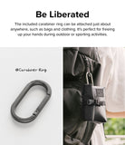 Mini Pouch Tarpaulin | Roll Top - A black carabiner ring and a mini pouch attached to a backpack strap.