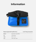 Mini Pouch Tarpaulin | Roll Top - Blue tarpaulin mini pouch with a black roll-top closure, buckle, and branded fabric label.
