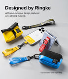 Mini Pouch Tarpaulin | Roll Top - Ringke pouches, phone cases, and danger-themed lanyards arranged on a grey surface.
