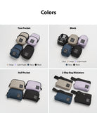 Mini Pouch | 2-Way Bag Miniature - Grid showing various pouch styles and colors including beige, purple, navy, and black.
