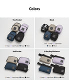 Mini Pouch | 2-Way Bag Miniature - Four grids showing various mini pouch styles in beige, purple, navy, and black colorways.