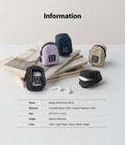 Mini Pouch | Block - Five small colorful pouches arranged on a stack of magazines with product specifications listed below.