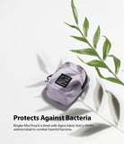 Mini Pouch | Block - A light purple mini pouch with a branded label next to a green leaf on a white background.