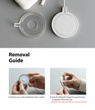 MagSafe Charger Case | Slim - Two-step instructional guide showing how to push a MagSafe charger out of its protective case.