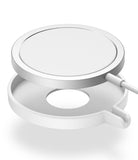 MagSafe Charger Case | Slim - A white circular MagSafe charger hovering above a matching slim white protective case.