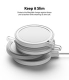 MagSafe Charger Case | Slim - A white protective case for a MagSafe charger, shown stacked to highlight its slim profile.