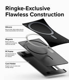 Card Holder | Magnetic Side Slot - Exploded view showing silicone, magnet ring, PC frame, and card holder layers.
