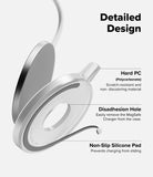 MagSafe (2024) Charger Case | Slim - Matte Clear - Exploded view of charger case showing polycarbonate, disadhesion hole, and non-slip silicone pad.