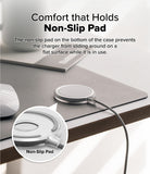MagSafe (2024) Charger Case | Slim - Matte Clear - Matte clear MagSafe charger case with a non-slip bottom pad on a desk.
