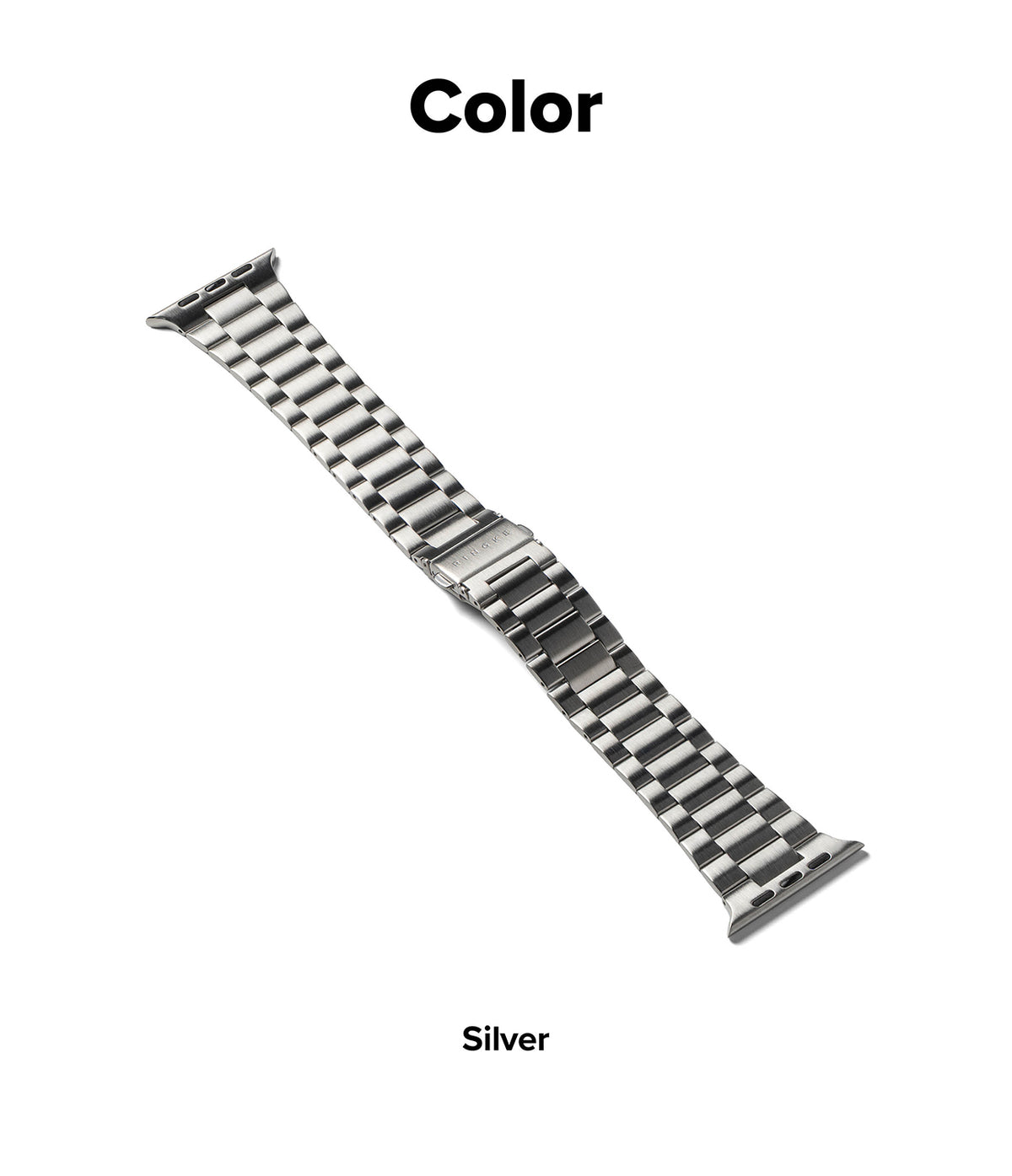 Apple Watch 49·46·45·44·42 mm | Metal One Air - Silver stainless steel link watch band with a folding clasp.