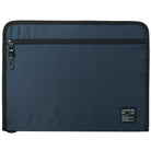 Pad Pouch | Smart Zip Pouch - Navy blue rectangular tablet sleeve with a black zipper, leather pull tab, and small logo patch.