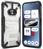 Nothing Phone (2a) / (2a) Plus Case | Fusion-X - Black rugged case on a Nothing phone showing back design and screen.