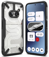 Nothing Phone (2a) / (2a) Plus Case | Fusion-X - Black rugged case on a Nothing phone showing back design and screen.