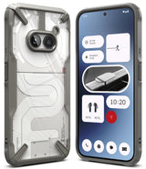 Nothing Phone (2a) / (2a) Plus Case | Fusion-X - Gray rugged case showing the phone's transparent back and front screen.