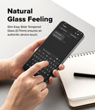 Nothing Phone (3) Screen Protector | Easy Slide Tempered Glass - Nothing Phone (3) Screen Protector - Hands holding a phone with a tempered glass screen protector while typing on a keyboard.