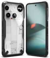 Nothing Phone (3) Case | Fusion-X - Front and back views of a Nothing Phone (3) in a rugged black protective case.