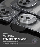 Nothing Phone (3a) Pro | Camera Glass - Transparent tempered glass protector hovering over the Nothing Phone camera module.