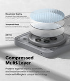 Nothing Phone (3a) Pro | Camera Glass - Exploded view of multi-layer camera lens protector showing coating, glass, and film.