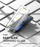 Nothing Phone (3a) / (3a) Pro Screen Protector | Easy Slide Tempered Glass - Easy Slide tempered glass installation tray hovering over a smartphone.