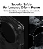 Nothing Phone (3a) Pro Case | Fusion-X - Close-up of a black phone case corner with an X-form frame next to jagged rock.