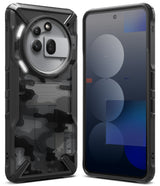 Nothing Phone (3a) Pro Case | Fusion-X - Rugged black camo phone case with circular camera cutout and front screen view.