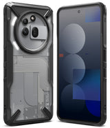Nothing Phone (3a) Pro Case | Fusion-X - Rugged black protective case on a Nothing phone showing back and front views.